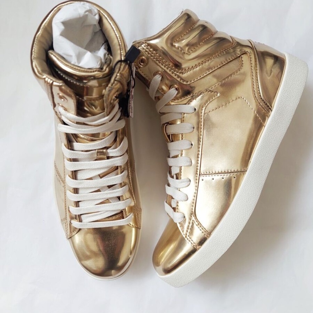 Zara Metallic Gold High-Top Sneakers